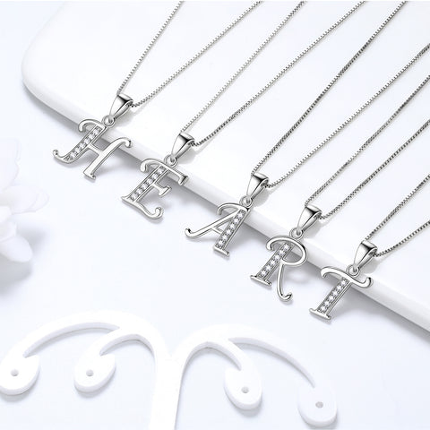 Buchstaben-Halsketten mit Initialen-Anhänger für Männer und Frauen, Namensschmuck aus 925er Sterlingsilber