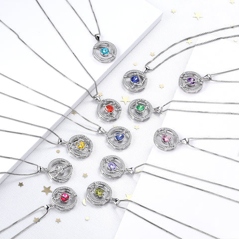 Collar del zodiaco Acuario con colgante de piedra natal de enero, joyería para mujeres y niñas, regalo de cumpleaños