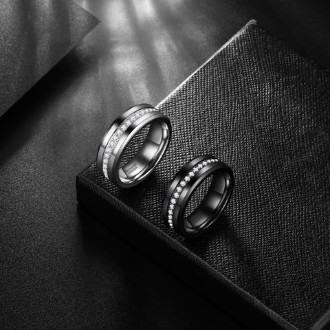 Cubic Zirconia Tungsten Wedding Band Ring
