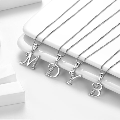 Buchstaben-Halsketten mit Initialen-Anhänger für Männer und Frauen, Namensschmuck aus 925er Sterlingsilber