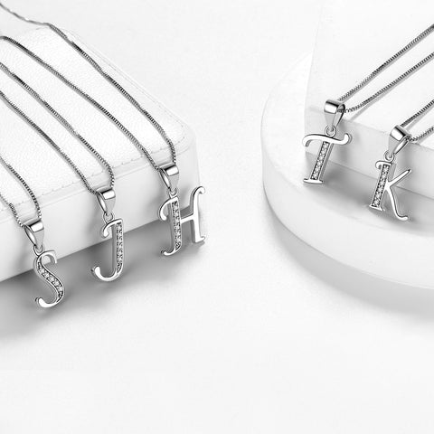 Buchstaben-Halsketten mit Initialen-Anhänger für Männer und Frauen, Namensschmuck aus 925er Sterlingsilber