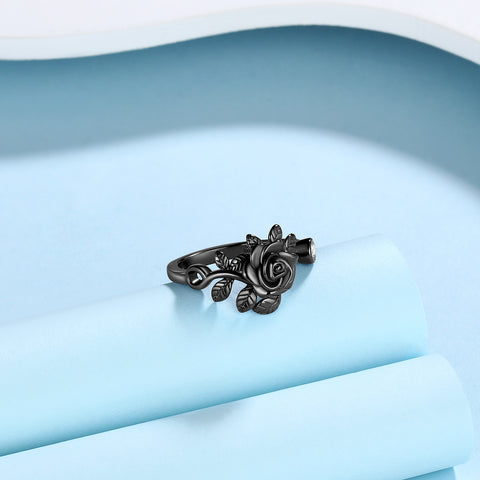Anello da donna con fiore rosa Anello avvolgente floreale Anello aperto Gioielli in argento sterling 925