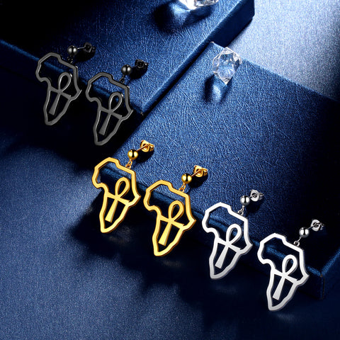Afrika Karte Ägypten Ankh Kreuz Ohrringe Ohrstecker Herren Damen Schmuck 925 Sterling Silber
