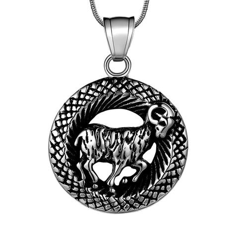 Men Zodiac Aries Necklace Pendant Star Sign Constellation Jewelry Women Boys Girls Birthday Gift - Aurora Tears Jewelry