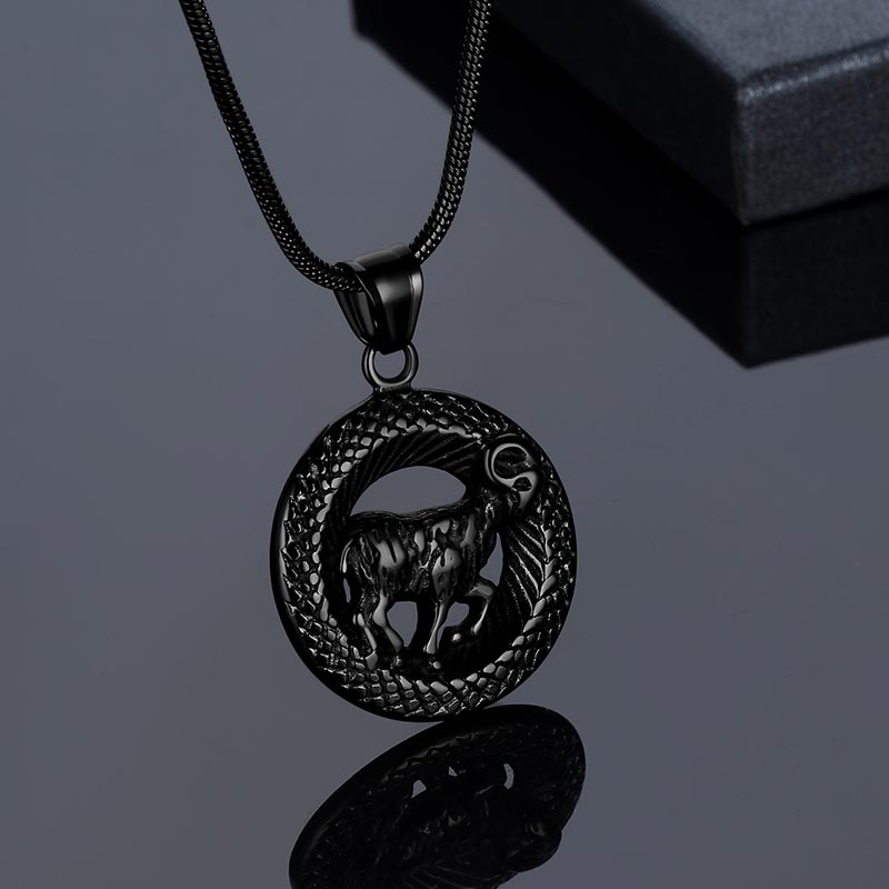 Men Zodiac Aries Necklace Pendant Star Sign Constellation Jewelry Women Boys Girls Birthday Gift - Aurora Tears Jewelry