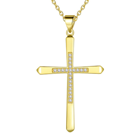 925 Sterling Silver Cubic Zirconia Cross Necklace for Women