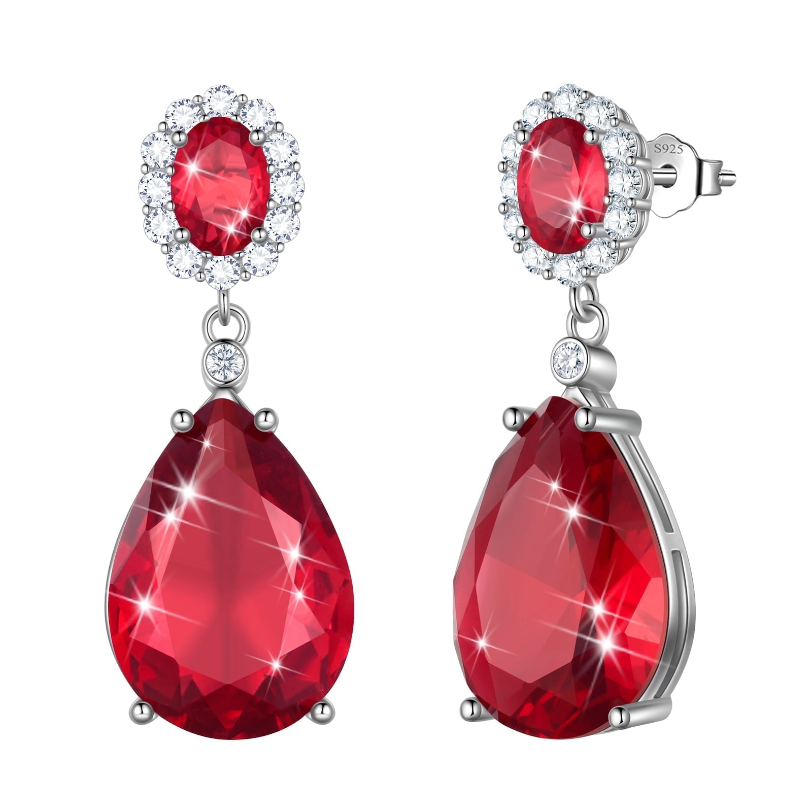 10Ct Teardrop Dangle Women Earring 925 Sterling Silver Red July Birthstone Ruby Earring Jewelry Mother Birthday Valentine's Day Gift - Aurora Tears