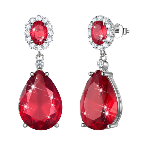10Ct Teardrop Dangle Women Earring 925 Sterling Silver Red July Birthstone Ruby Earring Jewelry Mother Birthday Valentine's Day Gift - Aurora Tears