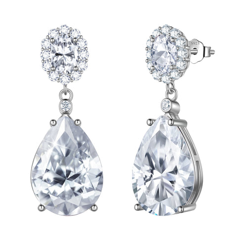 10Ct Women Dangling Teardrop Earrings 925 Sterling Silver April Birthstone Diamond Earring Wedding Bridal Jewelry Mother's Day Gift - Aurora Tears