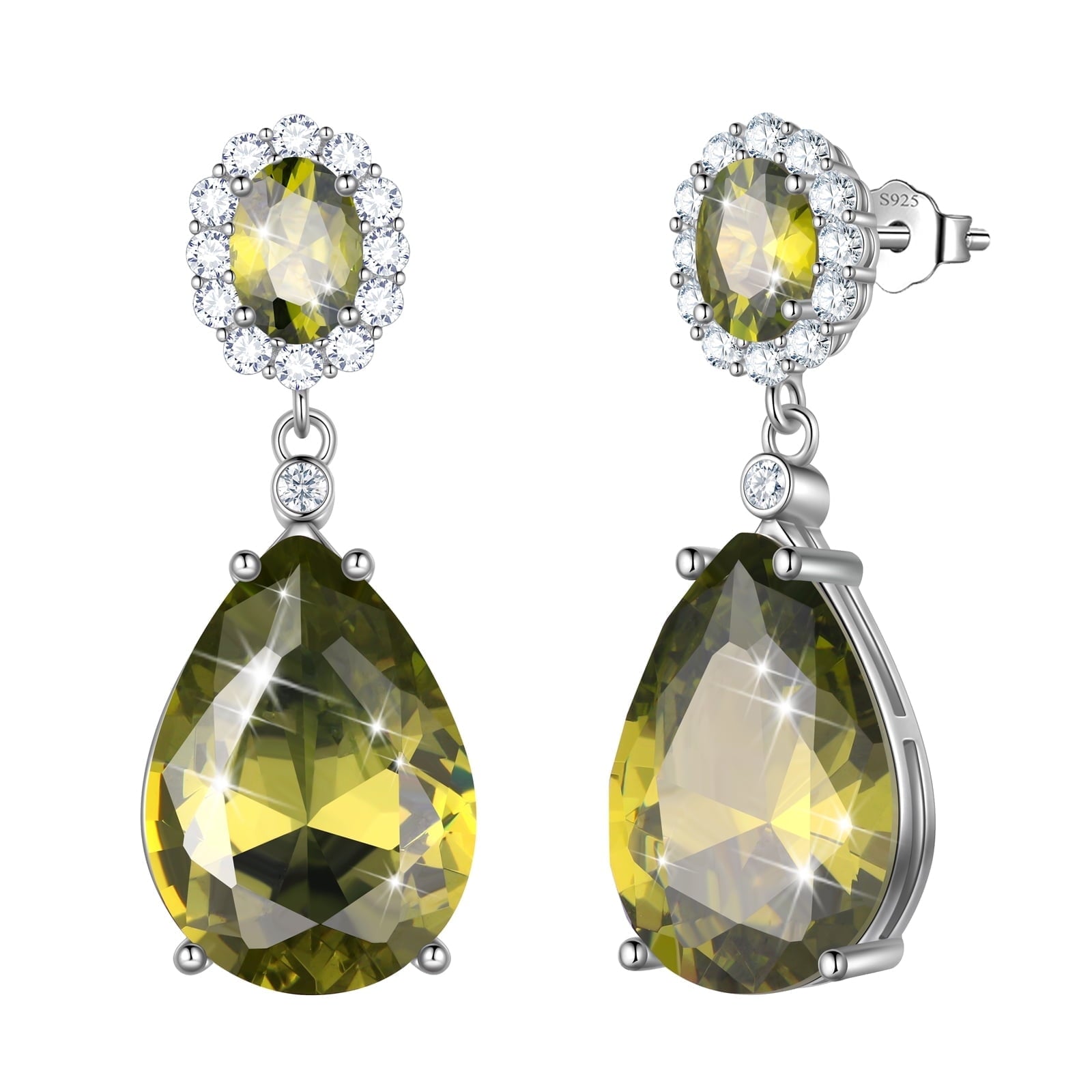 10Ct Women Earrings Dangling Teardrop 925 Sterling Silver August Birthstone Earrings Peridot Jewelry Birthday Xmas Mother's Day Gift - Aurora Tears