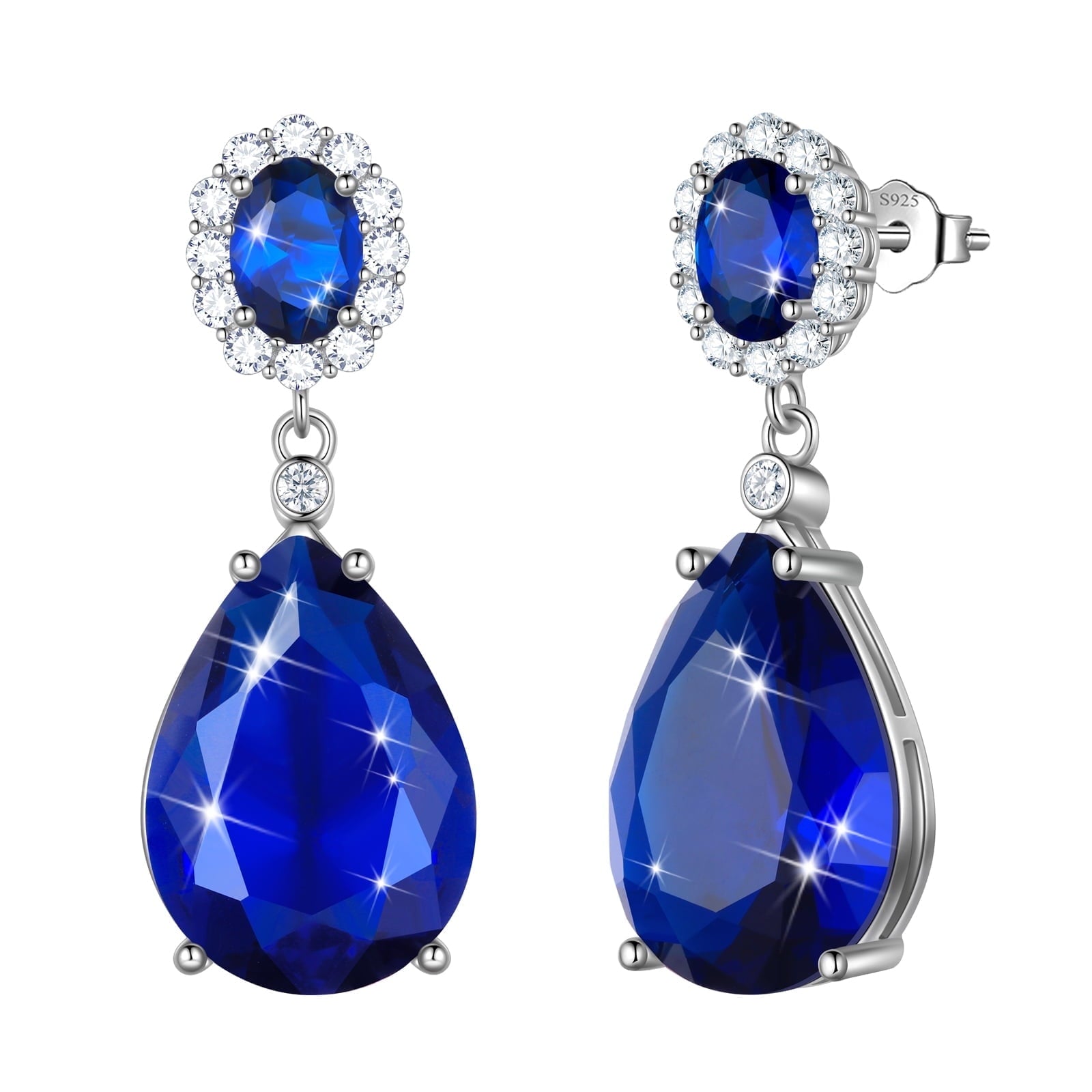 10Ct Women Sapphire Earring 925 Sterling Silver Blue September Birthstone Teardrop Dangle Earring Jewelry Birthday Mother's Day Gift - Aurora Tears