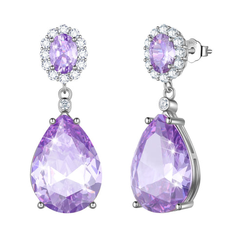 10Ct Women Teardrop Dangle Earring 925 Sterling Silver Purple June Birthstone Alexandrite Earring Jewelry Birthday Mother's Day Gift - Aurora Tears