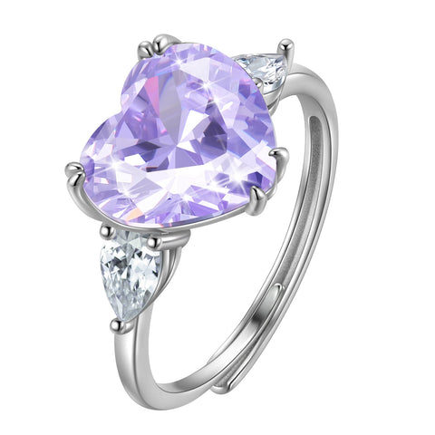 6Ct Heart Women Rings 925 Sterling Silver June Birthstone Alexandrite Band Jewelry Mother Grandma Birthday Valentine's Day Gift - Aurora Tears