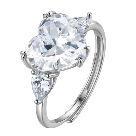 6Ct Women Heart Engagement Ring 925 Sterling Silver April Birthstone Ring Diamond Crystal Promise Wedding Bridal Jewelry Gifts - Aurora Tears