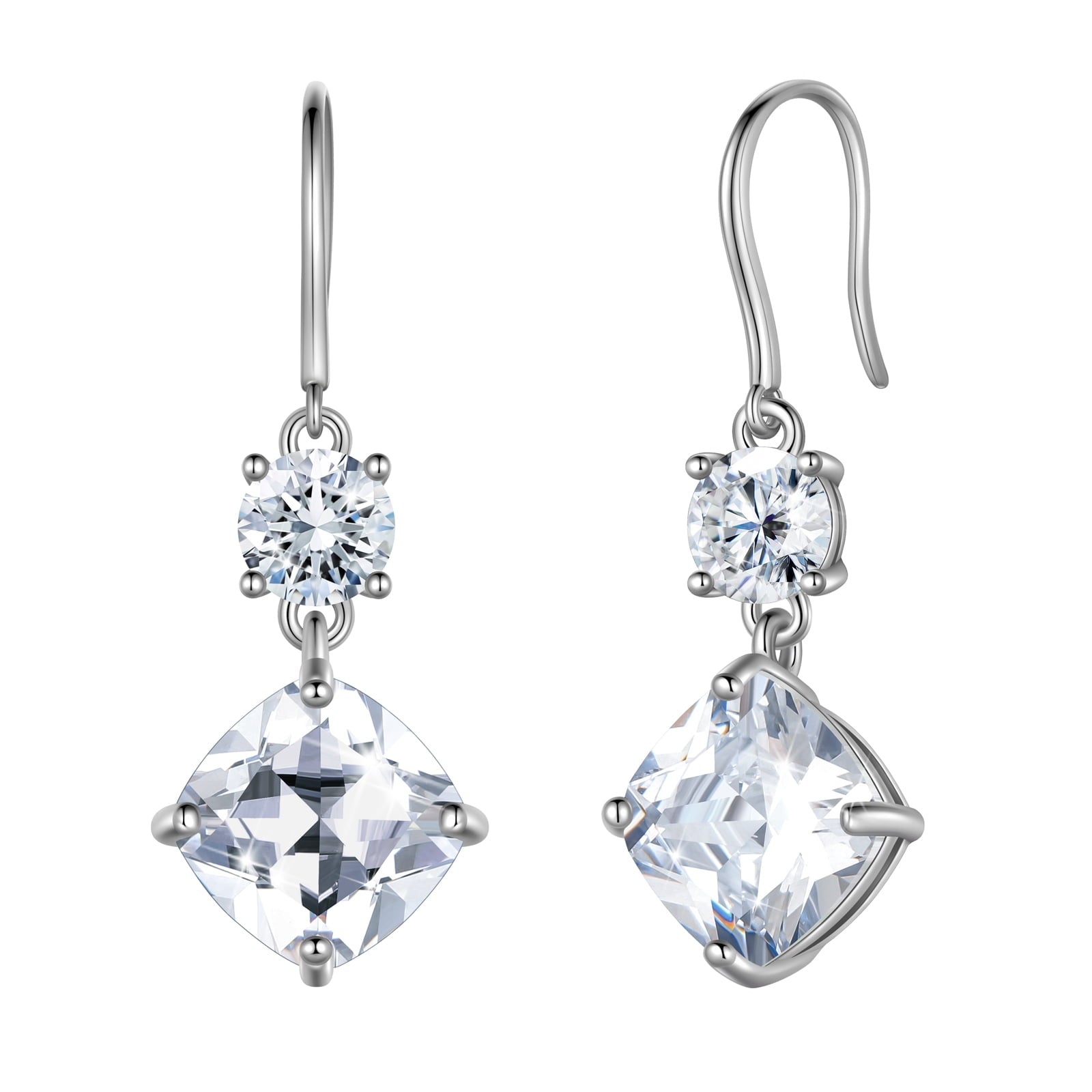 925 Sterling Silver Hook Women Dangle Earrings April Birthstone Earrings Diamond Crystal Wedding Bridal Jewelry Valentine's Day Gift - Aurora Tears