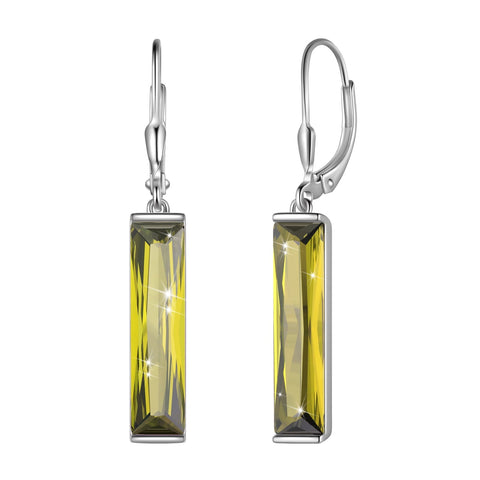 925 Sterling Silver Women Earrings Dangle Leverback Earrings August Birthstone Peridot CZ Jewelry Birthday Mother's Day Gift - Aurora Tears