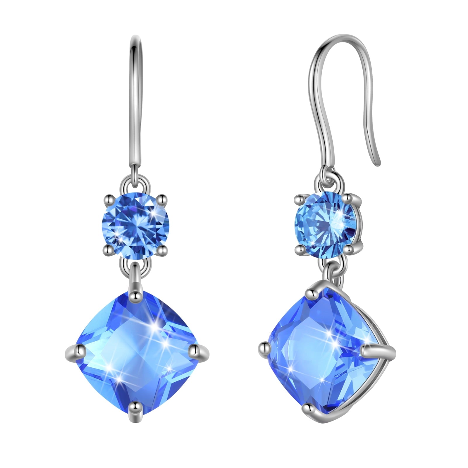 December Birthstone Earrings Women Dangle Earrings Sterling Silver Hook Tanzanite Blue Crystal Jewelry Mother Christmas Birthday Gifts for Her - Aurora Tears