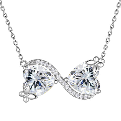 Women Infinity Heart Butterfly Necklace April Birthstone Necklace Diamond Pendant Jewelry Daughter Wife Birthday Mother's Day Gifts for Her - Aurora Tears