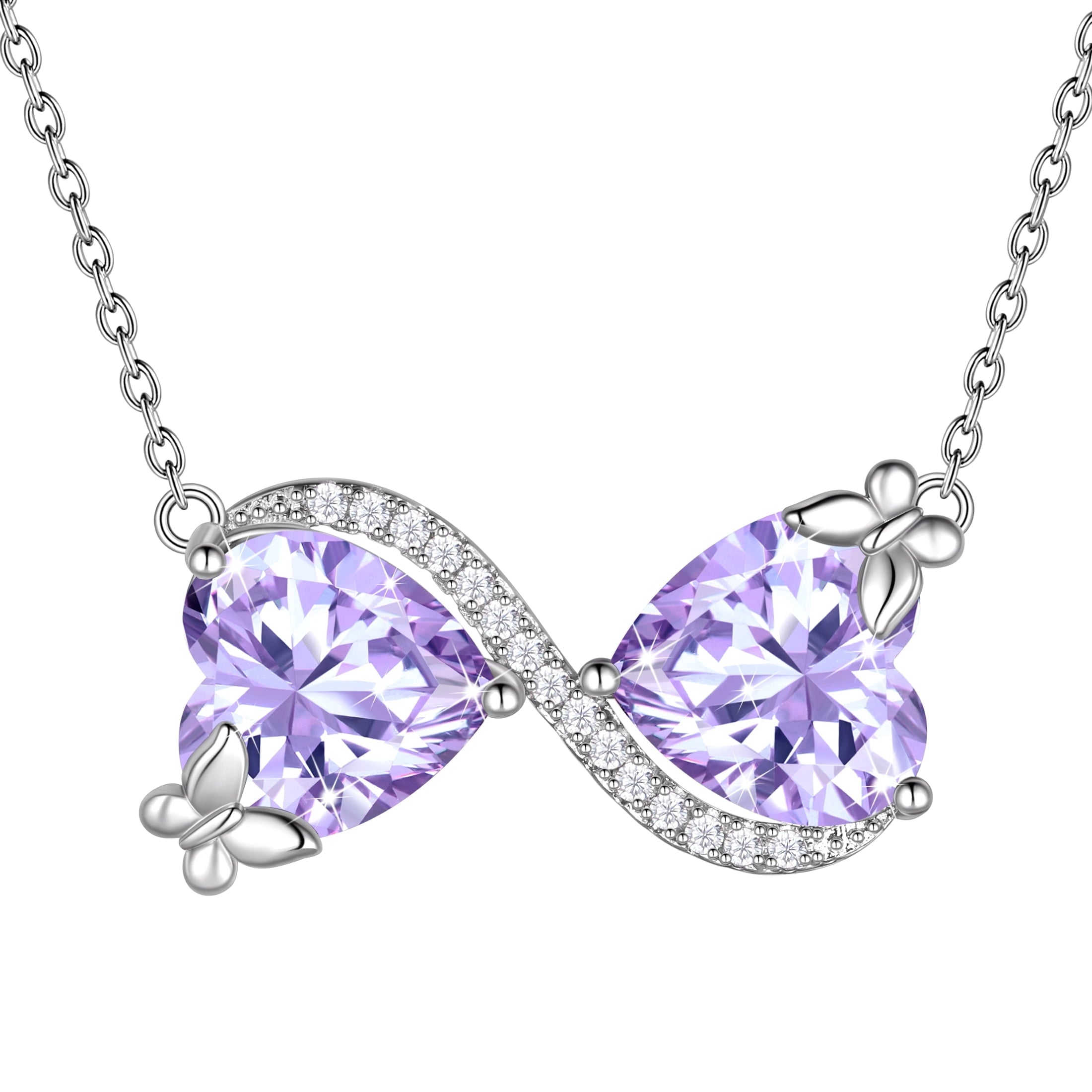 Women Infinity Heart Butterfly Necklace June Birthstone Necklace Alexandrite Purple Pendant Jewelry Birthday Gifts for Mother Wife Daughter - Aurora Tears