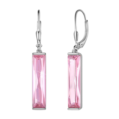 Women Dangle Earrings 925 Sterling Silver October Birthstone Leverback Hanging Tourmaline Pink Jewelry Mom Valentine's Day Gift - Aurora Tears