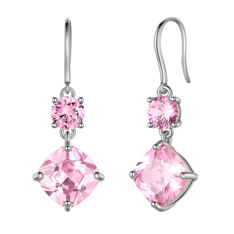 Women Dangle Earrings Pink Tourmaline October Birthstone Earring 925 Sterling Silver Hook Jewelry Birthday Christmas Valentine's Day Gift - Aurora Tears