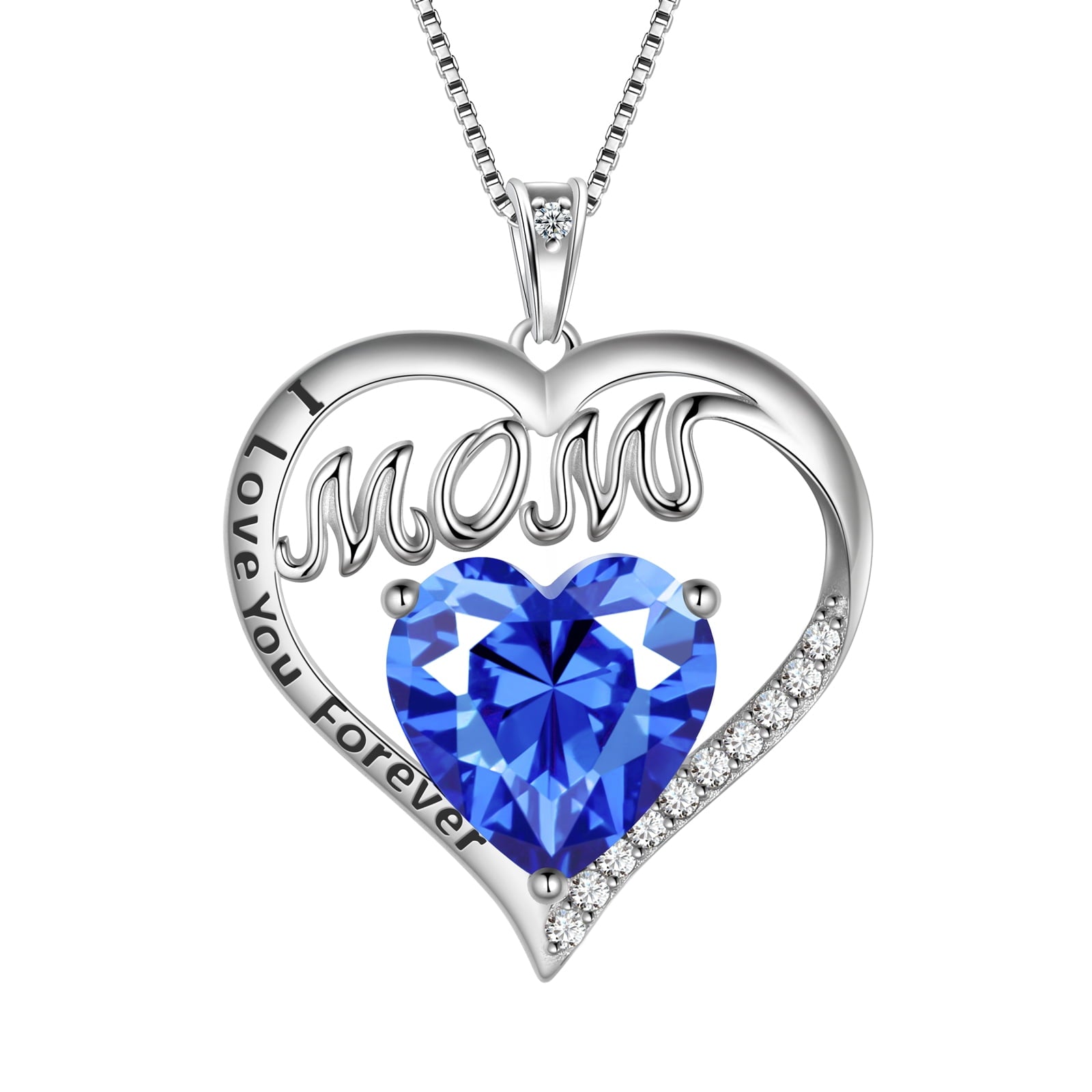 Women Heart Necklace for Mom Grandma,Blue Tanzanite December Birthstone Necklace Mother's Day Gift Idea Jewelry 925 Sterling Silver Pendant Christmas Birthday Gift from Daughter/Son - Aurora Tears