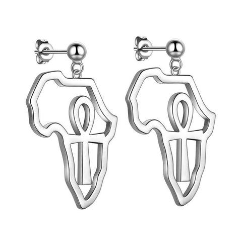 Afrika Karte Ägypten Ankh Kreuz Ohrringe Ohrstecker Herren Damen Schmuck 925 Sterling Silber