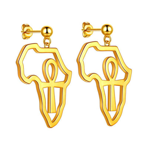 Afrika Karte Ägypten Ankh Kreuz Ohrringe Ohrstecker Herren Damen Schmuck 925 Sterling Silber