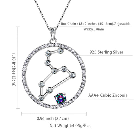 Leo Zodiac Necklace Pendant Women Girls Jewelry Birthday Gift Mystic Topaz 925 Silver