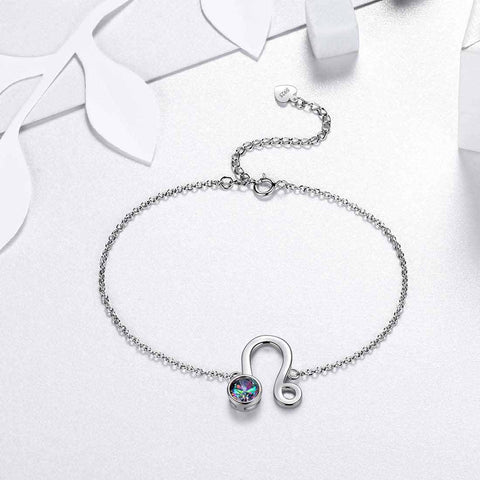 Leo Bracelet Women Girls Jewelry Birthday Gift Mystic Topaz Sterling Silver