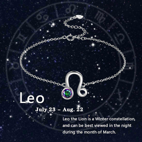 Leo Bracelet Women Girls Jewelry Birthday Gift Mystic Topaz Sterling Silver