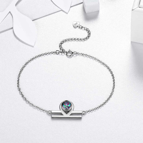 Bracciale Bilancia Donna Ragazza Gioielli Regalo di compleanno Topazio mistico Argento sterling