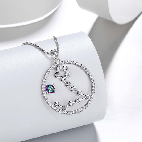 Pesci Zodiaco Collana Ciondolo Donne Ragazze Gioielli Regalo di compleanno Topazio mistico Argento 925