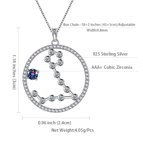 Pesci Zodiaco Collana Ciondolo Donne Ragazze Gioielli Regalo di compleanno Topazio mistico Argento 925