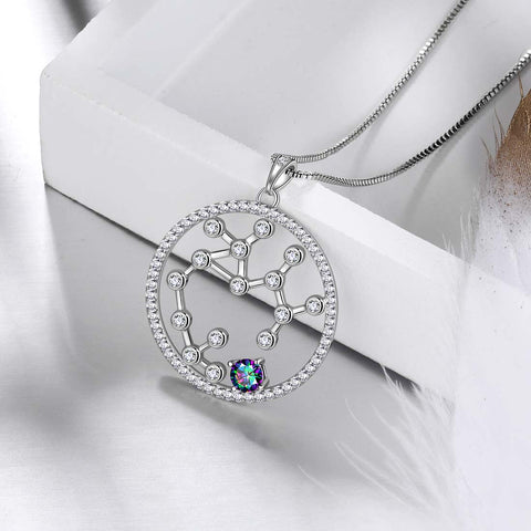 Schütze Sternzeichen Halskette Anhänger Damen Mädchen Schmuck Geburtstagsgeschenk Mystischer Topas 925 Silber