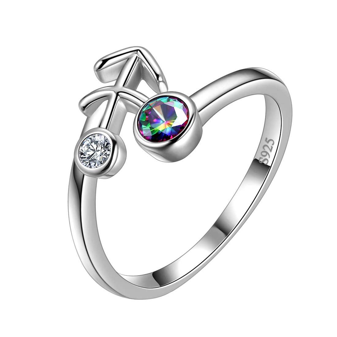 Sagittarius Zodiac Open Rings 925 Sterling Silver Aurora Tears Jewelry