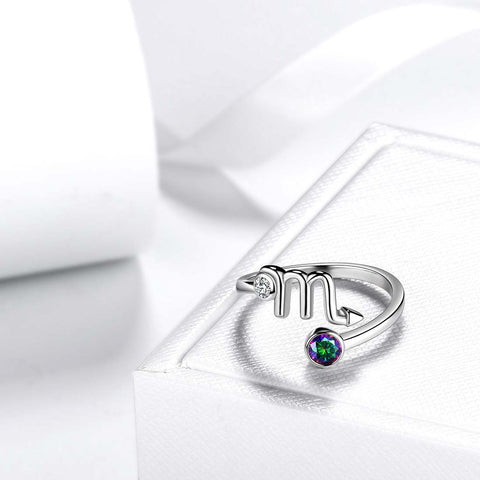 Skorpion Sternzeichen Ringe Damen Mädchen Schmuck Geburtstagsgeschenk Mystic Topaz 925 Silber