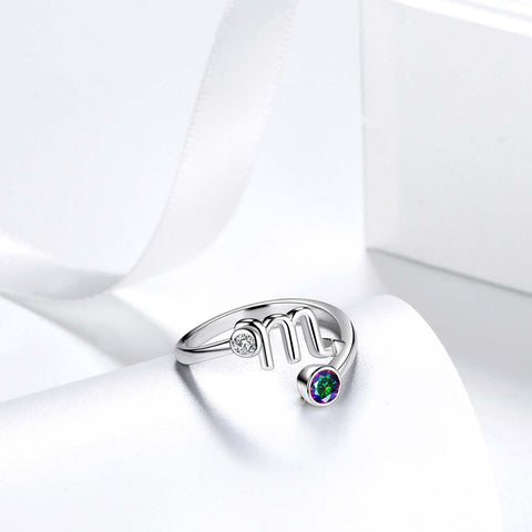 Skorpion Sternzeichen Ringe Damen Mädchen Schmuck Geburtstagsgeschenk Mystic Topaz 925 Silber