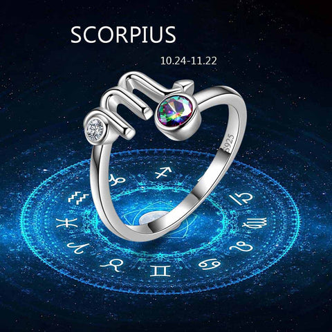Skorpion Sternzeichen Ringe Damen Mädchen Schmuck Geburtstagsgeschenk Mystic Topaz 925 Silber