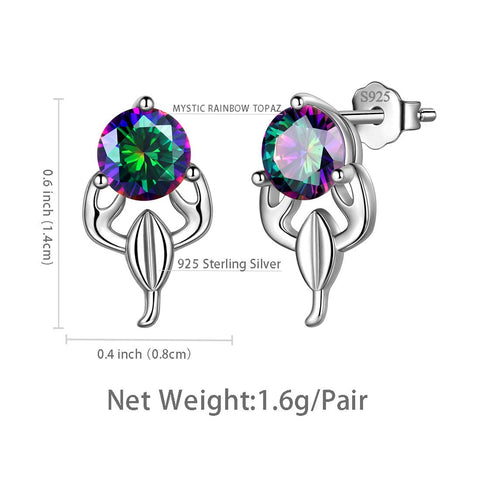 Scorpio Stud Earrings Women Girls Constellation Jewelry Mystic Topaz Sterling Silver