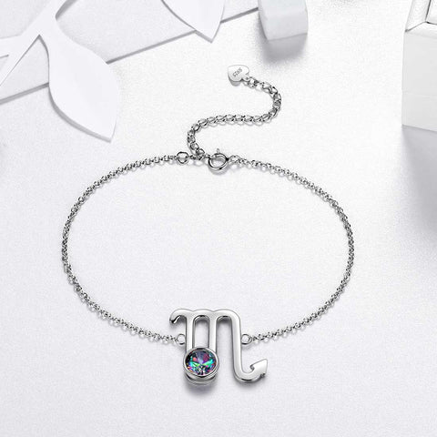 Scorpio Bracelet Women Girls Jewelry Birthday Gift Mystic Topaz Sterling Silver