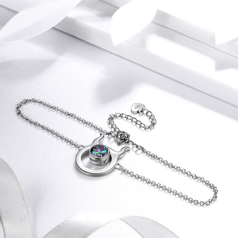 Taurus Bracelet Women Girls Jewelry Birthday Gift Mystic Topaz Sterling Silver