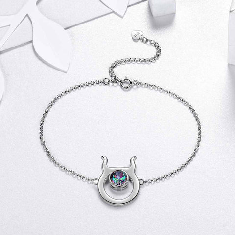 Taurus Bracelet Women Girls Jewelry Birthday Gift Mystic Topaz Sterling Silver