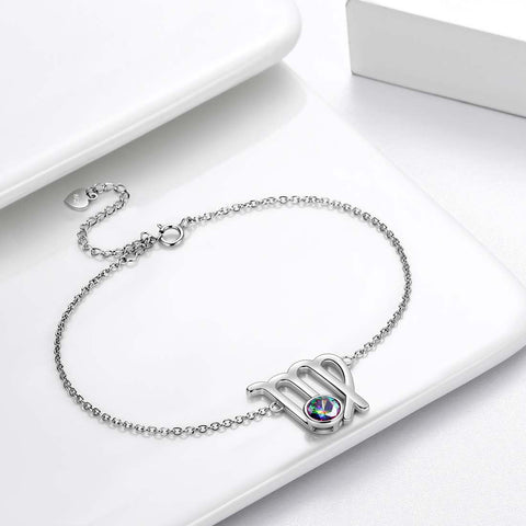 Virgo Bracelet Women Girls Jewelry Birthday Gift Mystic Topaz Sterling Silver