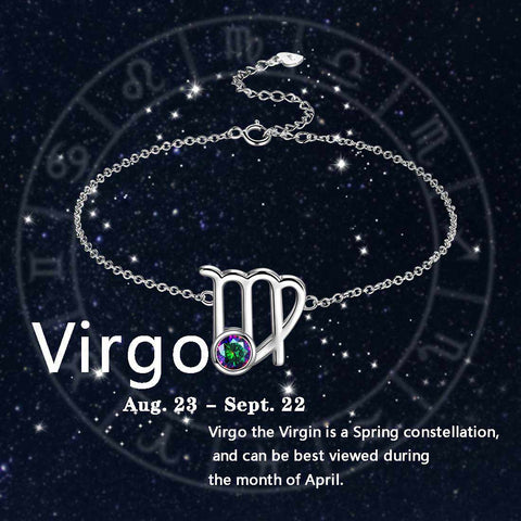 Virgo Bracelet Women Girls Jewelry Birthday Gift Mystic Topaz Sterling Silver
