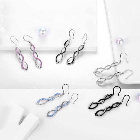 Orecchini pendenti Infinity Gioielli da donna per ragazze Regalo di compleanno Argento sterling