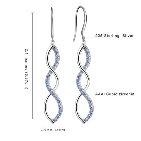 Pendientes colgantes infinitos para mujer, joyería de plata de ley 925