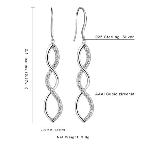 Orecchini pendenti Infinity Gioielli da donna per ragazze Regalo di compleanno Argento sterling