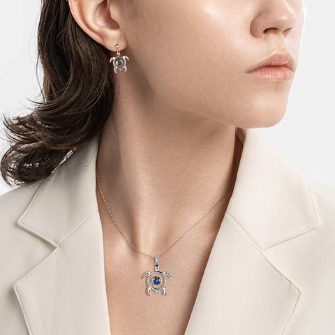 Schildkröte Regenbogen Mystic Topas Schmucksets Damen Mädchen Geschenk Sterling Silber
