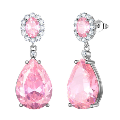 Orecchini pendenti da donna con pietra portafortuna a goccia e cristallo, in argento sterling 925, regali di compleanno e di Natale per ragazze